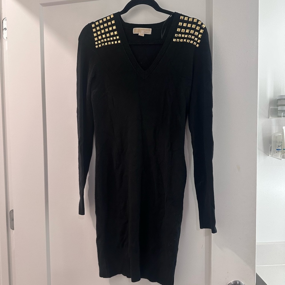 Michael Kors Black Dress with Gold Accents